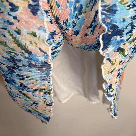 NWT Abercrombie & Fitch Vibrant Printed Crinkle Pleated Mini Dress Large - Picture 4 of 7